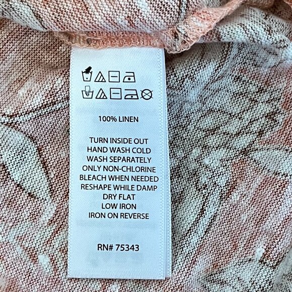 Rachel Zoe Peach Floral Linen Top, Size Large - Picture 4 of 7